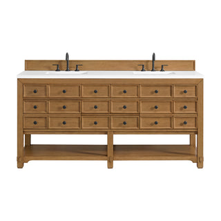 72 Inch Malibu Freestanding Vanity in Amber Birch / White Zeus Top