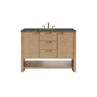 48 Inch Solene Freestanding Vanity in Seaside Oak / Parisien Bleu Top