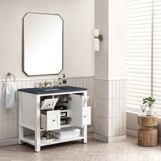 36 Inch Breckenridge Freestanding Vanity in Bright White / Charcoal Soapstone Top