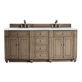 72 Inch Bristol Freestanding Vanity in Whitewashed Walnut / Eternal Jasmine Pearl Top