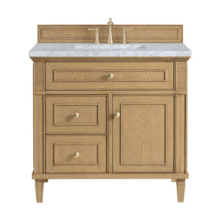 36 Inch Lorelai Freestanding Vanity in Light Natural Oak / Carrara White Top
