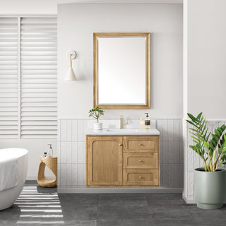 36 Inch Laurent Dual Mount Vanity in Light Natural Oak / White Zeus Top