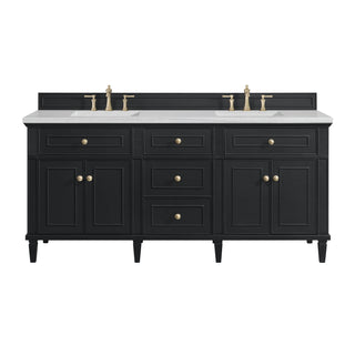 72 Inch Lorelai Freestanding Vanity in Black Onyx / Arctic Fall Top