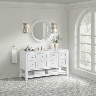 60 Inch Breckenridge Freestanding Vanity in Bright White / White Zeus Top