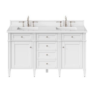 60 Inch Brittany Freestanding Vanity in Bright White / White Zeus Top