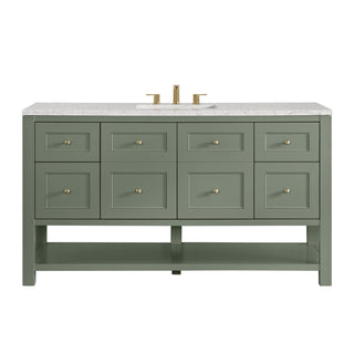 60 Inch Breckenridge Freestanding Vanity in Smokey Celadon / Eternal Jasmine Pearl Top