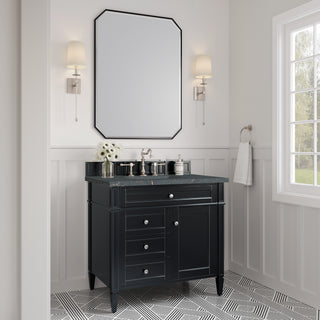 36 Inch Brittany Freestanding Vanity in Black Onyx / Parisien Bleu Top