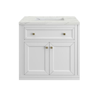 30 Inch Chicago Freestanding Vanity in Glossy White / Ethereal Noctis Top