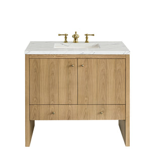 36 Inch Hudson Freestanding Vanity in Light Natural Oak / Ethereal Noctis Top