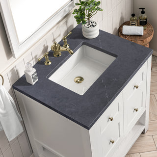 30 Inch Breckenridge Freestanding Vanity in Bright White / Charcoal Soapstone Top