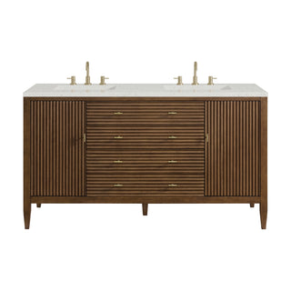 60 Inch Myrrin Freestanding Vanity in Mid-Century Walnut / Lime Delight Top
