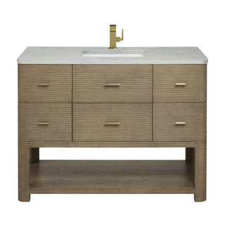 48 Inch Lucian Freestanding Vanity in Pebble Oak / Victorian Silver Top