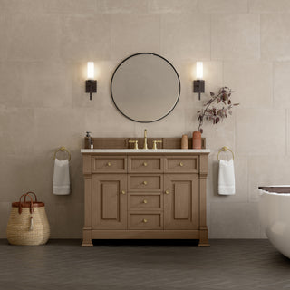48 Inch Brookfield Freestanding Vanity in Pecan / Victorian Silver Top
