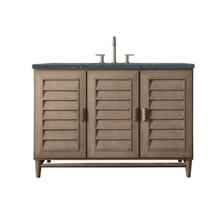 48 Inch Portland Freestanding Vanity in Whitewashed Walnut / Parisien Bleu Top
