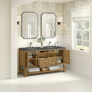 60 Inch Breckenridge Freestanding Vanity in Light Natural Oak / Parisien Bleu Top
