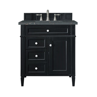 30 Inch Brittany Freestanding Vanity in Black Onyx / Parisien Bleu Top