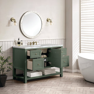 48 Inch Breckenridge Freestanding Vanity in Smokey Celadon / Victorian Silver Top
