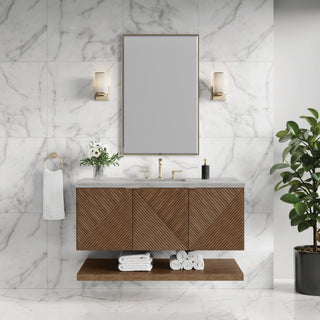 48 Inch Marcello Floating Vanity in Chestnut / Victorian Silver Top