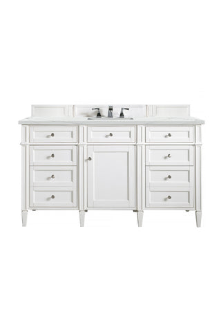 60 Inch Brittany Freestanding Vanity in Bright White / Ethereal Noctis Top