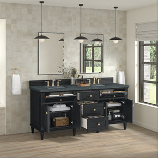72 Inch Lorelai Freestanding Vanity in Black Onyx / Parisien Bleu Top