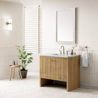 36 Inch Hudson Freestanding Vanity in Light Natural Oak / Arctic Fall Top