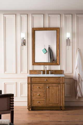 36 Inch Bristol Freestanding Vanity in Saddle Brown / Eternal Jasmine Pearl Top
