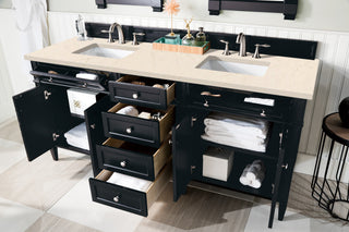 72 Inch Brittany Freestanding Vanity in Black Onyx / Eternal Marfil Top
