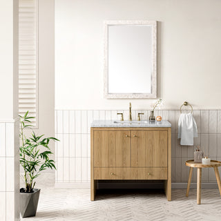 36 Inch Hudson Freestanding Vanity in Light Natural Oak / Arctic Fall Top