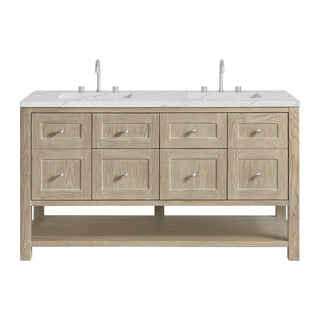 60 Inch Breckenridge Freestanding Vanity in Whitewashed Oak / Ethereal Noctis Top