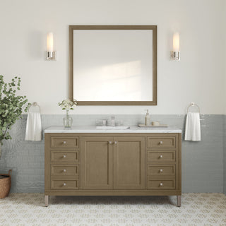 60 Inch Chicago Freestanding Vanity in Walnut Whisper / Ethereal Noctis Top
