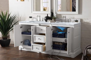 73.25 Inch De Soto Freestanding Vanity in Bright White / Carrara White Top