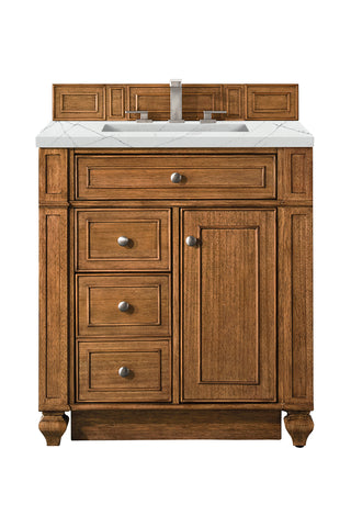 30 Inch Bristol Freestanding Vanity in Saddle Brown / Ethereal Noctis Top