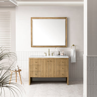 48 Inch Hudson Freestanding Vanity in Light Natural Oak / White Zeus Top