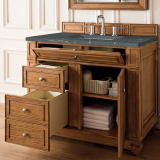 36 Inch Bristol Freestanding Vanity in Saddle Brown / Parisien Bleu Top