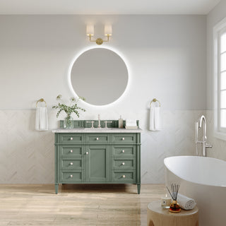 48 Inch Brittany Freestanding Vanity in Smokey Celadon / Eternal Jasmine Pearl Top