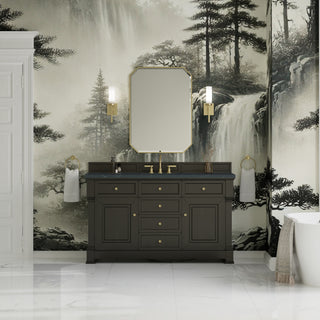 60 Inch Brookfield Freestanding Vanity in Black Onyx / Charcoal Soapstone Top