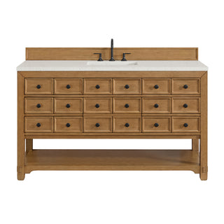 60 Inch Malibu Freestanding Vanity in Amber Birch / Lime Delight Top