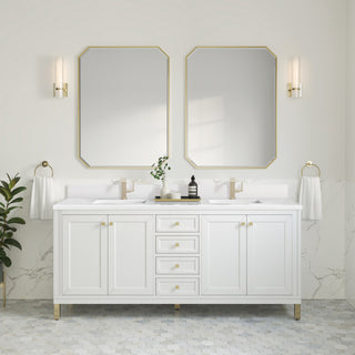 72 Inch Chicago Freestanding Vanity in Glossy White / White Zeus Top