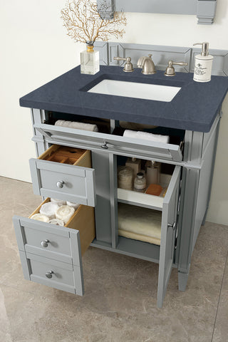 30 Inch Brittany Freestanding Vanity in Urban Gray / Charcoal Soapstone Top