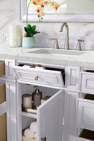60 Inch Bristol Freestanding Vanity in Bright White / Eternal Jasmine Pearl Top
