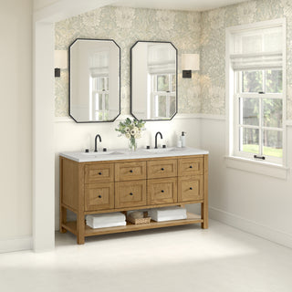 60 Inch Breckenridge Freestanding Vanity in Light Natural Oak / Lime Delight Top