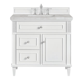36 Inch Lorelai Freestanding Vanity in Bright White / Victorian Silver Top
