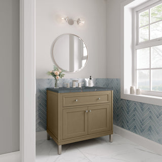 36 Inch Chicago Freestanding Vanity in Walnut Whisper / Parisien Bleu Top