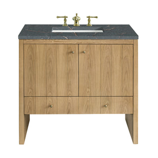 36 Inch Hudson Freestanding Vanity in Light Natural Oak / Parisien Bleu Top
