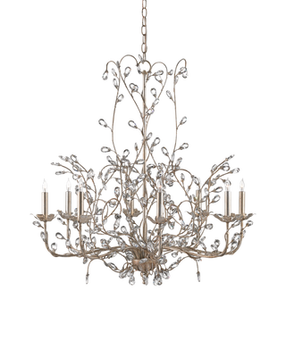 Crystal Bud Large Silver Chandelier