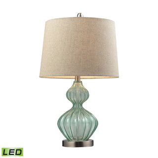 Smoked Glass 25'' Table Lamp - Light Green LED