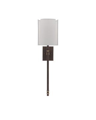 Rocher Bronze Wall Sconce, White Shade