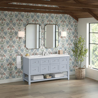 60 Inch Breckenridge Freestanding Vanity in Serenity Blue / White Zeus Top