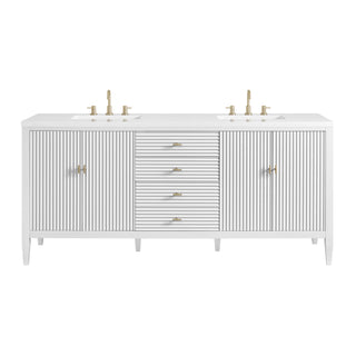 72 Inch Myrrin Freestanding Vanity in Bright White / White Zeus Top