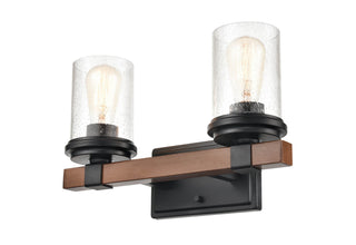 Taos 2-Light Vanity Matte Black/Wood Grain